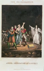 Terrible invocación de un espíritu, ilustración para «The Necromancer», grabada por George Russell, publicada por William Charlton Wright